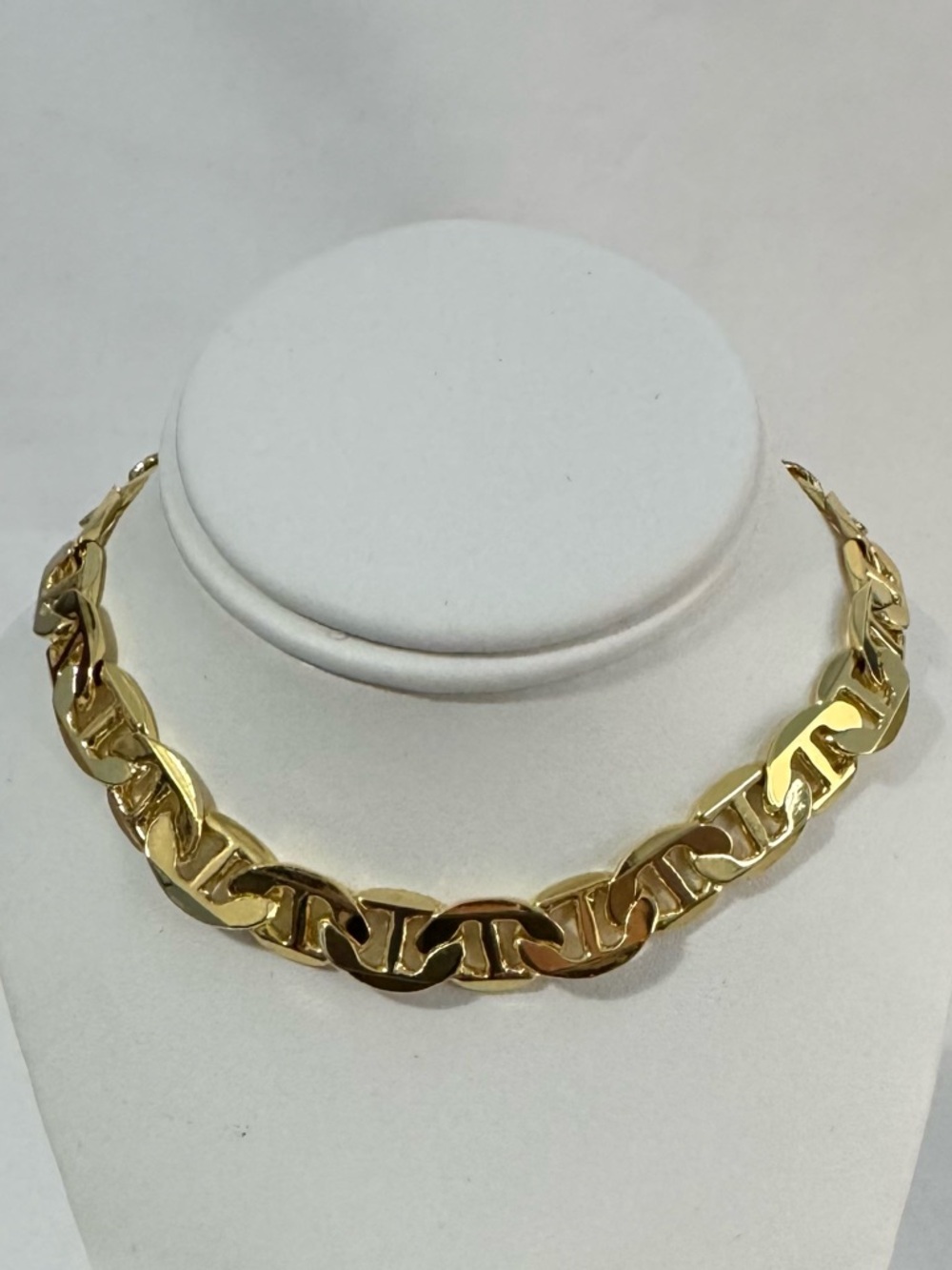 14KGP Designer Link Chain Necklace Statement Gold Tone 23” San Tropez Collezioni - Picture 7 of 8